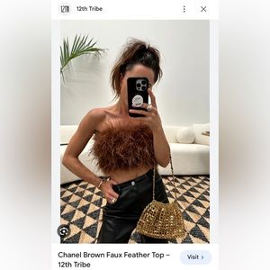 12TH Tribe Chanel faux Feather top Brown Small